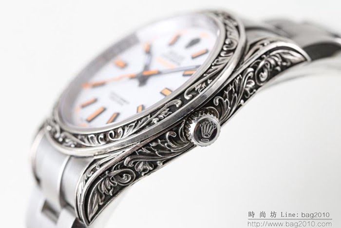 ROLEX勞力士 新品上市 N9最新力作 雕刻手工 純銀殼套 瑞士ETA2824自動上旋機芯 超強防水 鱷魚皮錶帶 高檔男士腕表  wssb4774